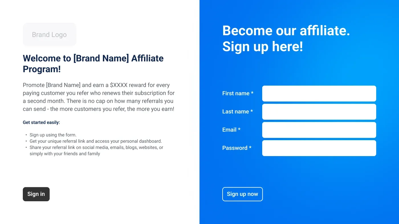Build immediate trust with a fully white-labeled affiliate portal