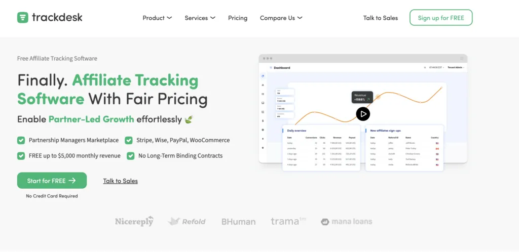 Trackdesk homepage