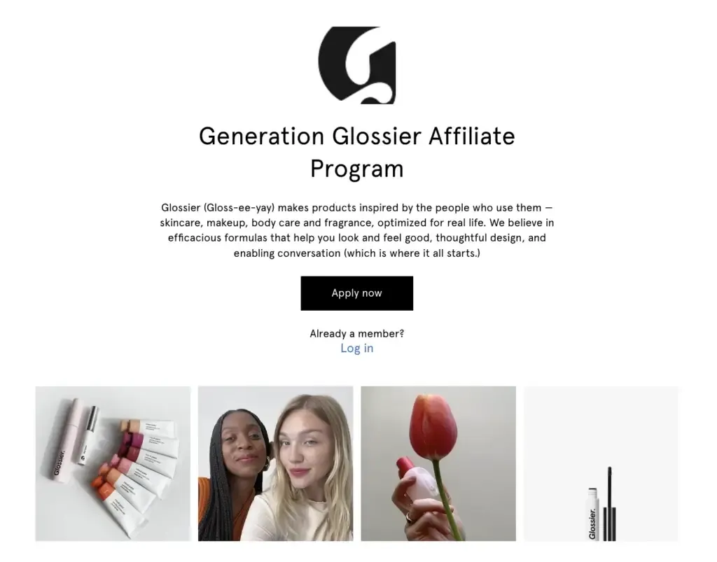Glossier affiliate program example